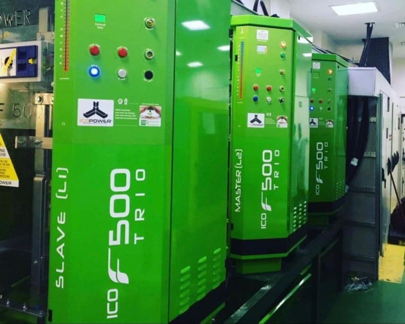 Multiple ICO-F500 units in an industrial plant room